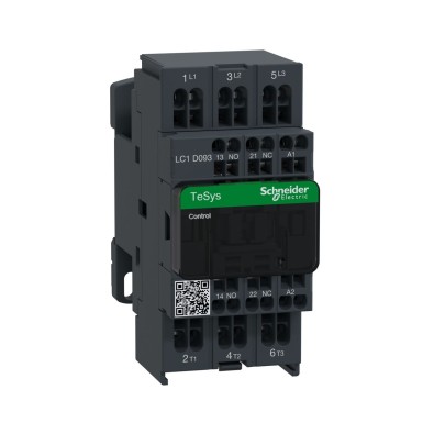 LC1D093B7 - Contactor, TeSys Deca, 3P(3 NO), AC-3/AC-3e, 0 to 440V, 9A, 24VAC 50/60Hz coil, spring - Schneider Electric - Contactor, TeSys Deca, 3P(3 NO), AC-3/AC-3e, 0 to 440V, 9A, 24VAC 50/60Hz coil, spring - Schneider Electric - 0