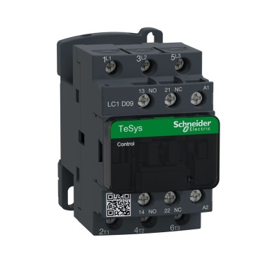 LC1D09B7 - Contactor, TeSys Deca, 3P(3 NO), AC-3/AC-3e, 0 to 440V, 9A, 24VAC 50/60Hz coil - Schneider Electric - Contactor, TeSys Deca, 3P(3 NO), AC-3/AC-3e, 0 to 440V, 9A, 24VAC 50/60Hz coil - Schneider Electric - 0