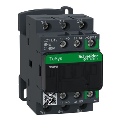 LC1D12BNE - Contactor, TeSys Deca, 3P(3 NO), AC-3/AC-3e, 0 to 440V, 12A, 24-60VAC/DC coil - Schneider Electric - Contactor, TeSys Deca, 3P(3 NO), AC-3/AC-3e, 0 to 440V, 12A, 24-60VAC/DC coil - Schneider Electric - 0