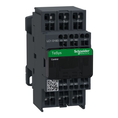 LC1D183B7 - Contactor, TeSys Deca, 3P(3 NO), AC-3/AC-3e, 0 to 440V, 18A, 24VAC 50/60Hz coil, spring - Schneider Electric - Contactor, TeSys Deca, 3P(3 NO), AC-3/AC-3e, 0 to 440V, 18A, 24VAC 50/60Hz coil, spring - Schneider Electric - 0