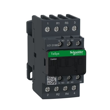 LC1D188B7 - Contactor, TeSys Deca, 4P(2NO+2NC), AC-1, <= 440V, 32A, 24V AC 50/60Hz coil, screw terminal - Schneider Electric - Contactor, TeSys Deca, 4P(2NO+2NC), AC-1, <= 440V, 32A, 24V AC 50/60Hz coil, screw terminal - Schneider Electric - 0