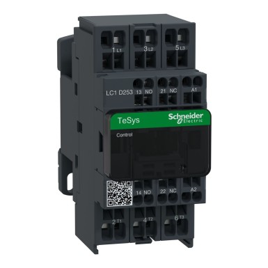 LC1D253B7 - Contactor, TeSys Deca, 3P(3 NO), AC-3/AC-3e, 0 to 440V, 25A, 24VAC 50/60Hz coil, spring - Schneider Electric - Contactor, TeSys Deca, 3P(3 NO), AC-3/AC-3e, 0 to 440V, 25A, 24VAC 50/60Hz coil, spring - Schneider Electric - 0