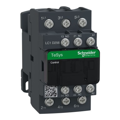 LC1D256B7 - Contactor, TeSys Deca, 3P(3 NO), AC-3/AC-3e, 0 to 440V, 25A, 24VAC 50/60Hz coil, Lugs-ring terminals - Schneider Electric - Contactor, TeSys Deca, 3P(3 NO), AC-3/AC-3e, 0 to 440V, 25A, 24VAC 50/60Hz coil, Lugs-ring terminals - Schneider Electric - 0