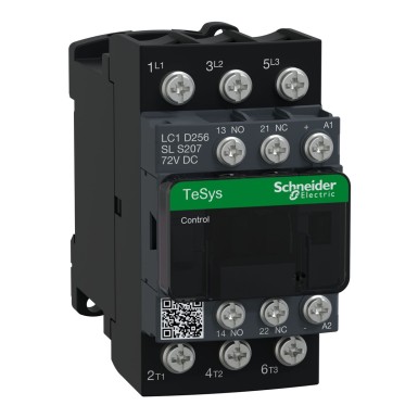 LC1D256SLS207 - TeSys Deca contactor S207 3P (3NO) AC3/AC3e 25A <=440V coil 72V DC low - Schneider Electric - TeSys Deca contactor S207 3P (3NO) AC3/AC3e 25A <=440V coil 72V DC low - Schneider Electric - 0