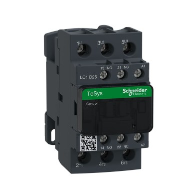 LC1D25B7 - Contactor, TeSys Deca, 3P(3 NO), AC-3/AC-3e, 0 to 440V, 25A, 24VAC 50/60Hz coil - Schneider Electric - Contactor, TeSys Deca, 3P(3 NO), AC-3/AC-3e, 0 to 440V, 25A, 24VAC 50/60Hz coil - Schneider Electric - 0