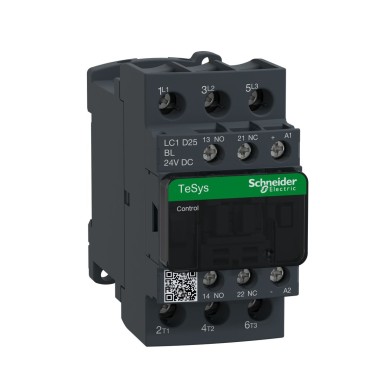 LC1D25BL - Contactor, TeSys Deca, 3P(3 NO), AC-3/AC-3e, 0 to 440V, 25A, 24VDC low consumption coil - Schneider Electric - Contactor, TeSys Deca, 3P(3 NO), AC-3/AC-3e, 0 to 440V, 25A, 24VDC low consumption coil - Schneider Electric - 0