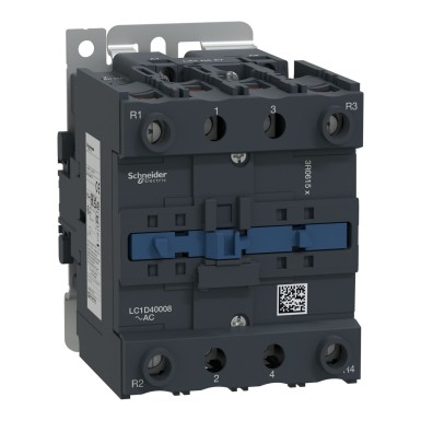 LC1D40008E7 - TeSys D contactor 4P(2 NO + 2 NC) AC1 <= 440 V 60 A 48 V AC 50/60 Hz coil - Schneider Electric - TeSys D contactor 4P(2 NO + 2 NC) AC1 <= 440 V 60 A 48 V AC 50/60 Hz coil - Schneider Electric - 0