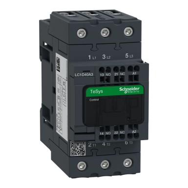 LC1D40A3F7 - TeSys Deca contactor 3P(3 NO) AC3/AC3e <= 440 V 40 A 110 V AC 50/60 Hz coil - Schneider Electric - TeSys Deca contactor 3P(3 NO) AC3/AC3e <= 440 V 40 A 110 V AC 50/60 Hz coil - Schneider Electric - 0