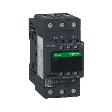 LC1D40ABD - Contactor, TeSys Deca, 3P(3 NO), AC-3/AC-3e, 0 to 440V, 40A, 24VDC standard coil - Schneider Electric - Contactor, TeSys Deca, 3P(3 NO), AC-3/AC-3e, 0 to 440V, 40A, 24VDC standard coil - Schneider Electric - 0