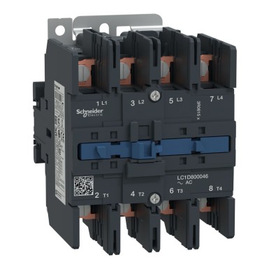 LC1D800046P7 - Contactor, TeSys Deca, 4P(4NO), AC-1 <=440V 125A, 230V AC 50/60Hz coil, ring-lug terminals - Schneider Electric - Contactor, TeSys Deca, 4P(4NO), AC-1 <=440V 125A, 230V AC 50/60Hz coil, ring-lug terminals - Schneider Electric - 0