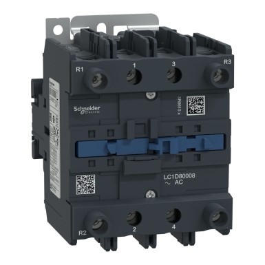 LC1D80008E7 - TeSys D contactor 4P(2 NO + 2 NC) AC1 <= 440 V 125 A 48 V AC 50/60 Hz coil - Schneider Electric - TeSys D contactor 4P(2 NO + 2 NC) AC1 <= 440 V 125 A 48 V AC 50/60 Hz coil - Schneider Electric - 0