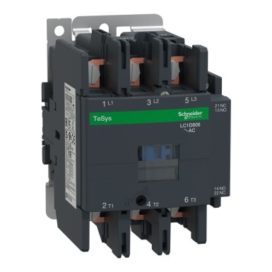 LC1D806M7 - Contactor, TeSys Deca, 3P(3NO), AC-3/AC-3e, <=440V 80A, 220V AC 50/60Hz coil, ring-lug terminals - Schneider Electric - Contactor, TeSys Deca, 3P(3NO), AC-3/AC-3e, <=440V 80A, 220V AC 50/60Hz coil, ring-lug terminals - Schneider Electric - 0