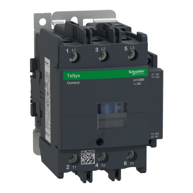 LC1D80B7 - Contactor, TeSys Deca, 3P(3NO), AC-3/AC-3e, 440V, 80A, 24V AC 50/60Hz coil - Schneider Electric - Contactor, TeSys Deca, 3P(3NO), AC-3/AC-3e, 440V, 80A, 24V AC 50/60Hz coil - Schneider Electric - 0