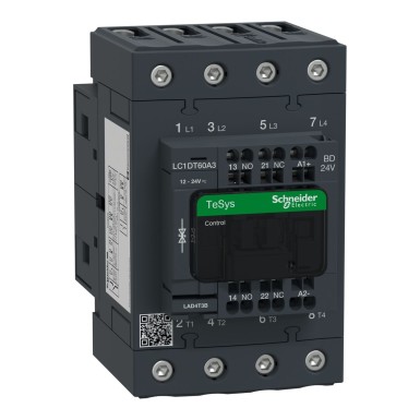 LC1DT60A3BD - TeSys Deca contactor 4P(4 NO) AC1 <= 440 V 60 A 24 V DC standard coil - Schneider Electric - TeSys Deca contactor 4P(4 NO) AC1 <= 440 V 60 A 24 V DC standard coil - Schneider Electric - 0