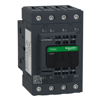 LC1DT60A3E7 - TeSys Deca contactor 4P(4 NO) AC1 <= 440 V 60 A 48 V AC 50/60 Hz coil - Schneider Electric - TeSys Deca contactor 4P(4 NO) AC1 <= 440 V 60 A 48 V AC 50/60 Hz coil - Schneider Electric - 0