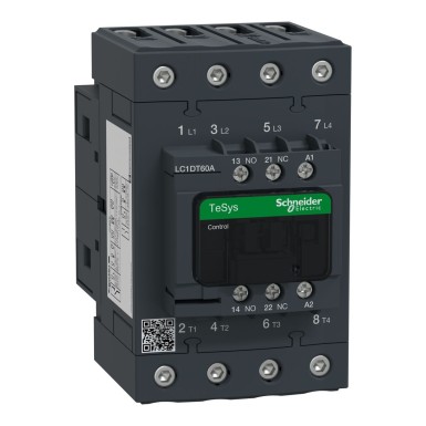 LC1DT60AB7 - TeSys Deca contactor 4P(4 NO) AC1 <= 440 V 60 A 24 V AC 50/60 Hz coil - Schneider Electric - TeSys Deca contactor 4P(4 NO) AC1 <= 440 V 60 A 24 V AC 50/60 Hz coil - Schneider Electric - 0