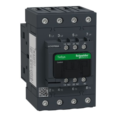 LC1DT60AM7 - TeSys Deca contactor 4P(4 NO) AC1 <= 440 V 60 A 220 V AC 50/60 Hz coil - Schneider Electric - TeSys Deca contactor 4P(4 NO) AC1 <= 440 V 60 A 220 V AC 50/60 Hz coil - Schneider Electric - 0