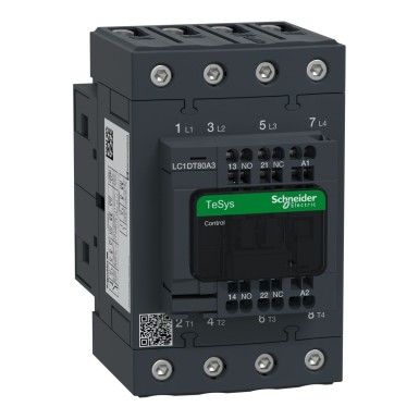 LC1DT80A3P7 - TeSys Deca contactor 4P(4 NO) AC1 <= 440 V 80 A 230 V AC 50/60 Hz coil - Schneider Electric - TeSys Deca contactor 4P(4 NO) AC1 <= 440 V 80 A 230 V AC 50/60 Hz coil - Schneider Electric - 0