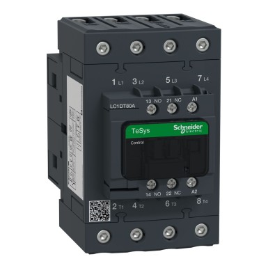 LC1DT80AC7 - TeSys Deca contactor 4P(4 NO) AC1 <= 440 V 80 A 32 V AC 50/60 Hz coil - Schneider Electric - TeSys Deca contactor 4P(4 NO) AC1 <= 440 V 80 A 32 V AC 50/60 Hz coil - Schneider Electric - 0