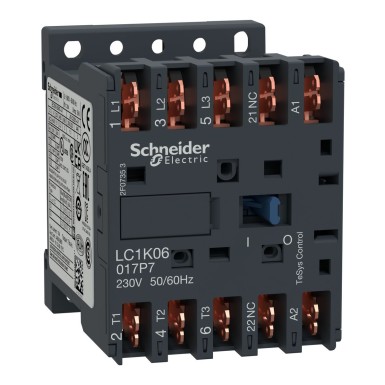 LC1K06017P7 - TeSys K contactor 3P AC3 <= 440 V 6 A 1 NC aux. 230 V AC coil - Schneider Electric - TeSys K contactor 3P AC3 <= 440 V 6 A 1 NC aux. 230 V AC coil - Schneider Electric - 0