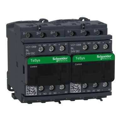 LC2D09BLV - TeSys Deca reversing contactor,3P(3NO),AC-3,<=440V 9A,24V low consumption DC coil - Schneider Electric - TeSys Deca reversing contactor,3P(3NO),AC-3,<=440V 9A,24V low consumption DC coil - Schneider Electric - 0