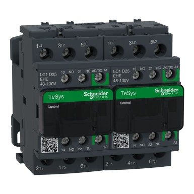 LC2D25EHE - TeSys Deca reversing contactor 3P <= 440 V 25 A AC3 48...130 V AC/DC coil - Schneider Electric - TeSys Deca reversing contactor 3P <= 440 V 25 A AC3 48...130 V AC/DC coil - Schneider Electric - 0