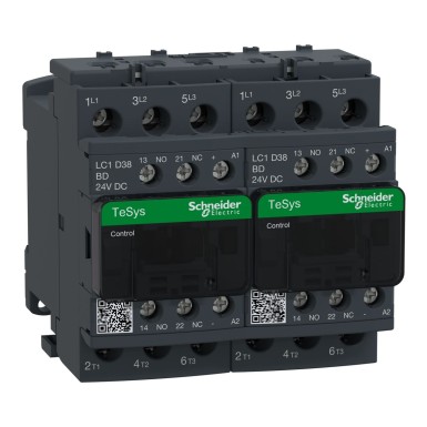 LC2D38BD - TeSys Deca reversing contactor 3P(3 NO) AC3 <= 440 V 38 A 24 V DC coil - Schneider Electric - TeSys Deca reversing contactor 3P(3 NO) AC3 <= 440 V 38 A 24 V DC coil - Schneider Electric - 0