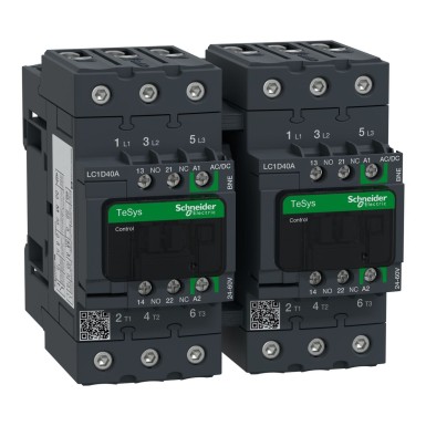 LC2D40ABNE - TeSys Deca reversing contactor 3P <= 440 V 40 A AC3 24...60 V AC/DC coil - Schneider Electric - TeSys Deca reversing contactor 3P <= 440 V 40 A AC3 24...60 V AC/DC coil - Schneider Electric - 0