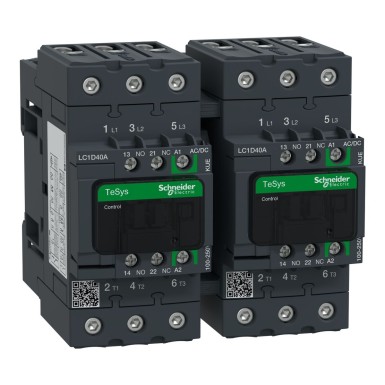 LC2D40AKUE - TeSys Deca reversing contactor 3P <= 440 V 40 A AC3 100...250 V AC/DC coil - Schneider Electric - TeSys Deca reversing contactor 3P <= 440 V 40 A AC3 100...250 V AC/DC coil - Schneider Electric - 0