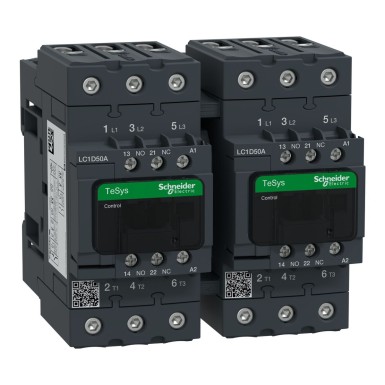 LC2D50AB7 - TeSys Deca reversing contactor 3P(3 NO) AC3 <= 440 V 50 A 24 V AC coil - Schneider Electric - TeSys Deca reversing contactor 3P(3 NO) AC3 <= 440 V 50 A 24 V AC coil - Schneider Electric - 0