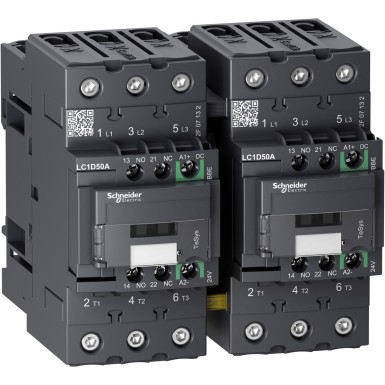 LC2D50ABBE - TeSys Deca reversing contactor 3P <= 440 V 50 A AC3 24 V DC coil - Schneider Electric - TeSys Deca reversing contactor 3P <= 440 V 50 A AC3 24 V DC coil - Schneider Electric - 0