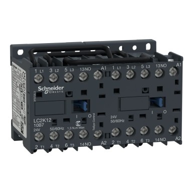 LC2K1210B7 - TeSys K reversing contactor 3P AC3 <= 440 V 12 A 1 NO 24 V AC coil - Schneider Electric - TeSys K reversing contactor 3P AC3 <= 440 V 12 A 1 NO 24 V AC coil - Schneider Electric - 0