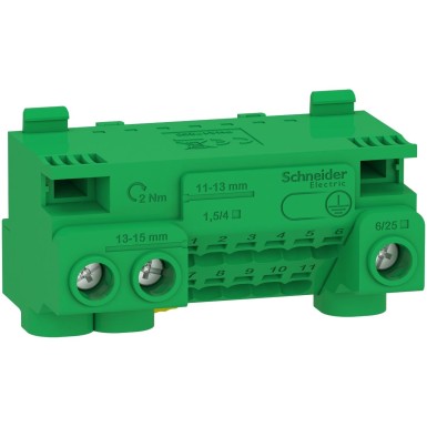 LGYT1E14 - Earth terminal block, Linergy, screw and screwless terminals, 14 holes, 3x25 mmІ + 11x4 mmІ, with ju - Schneider Electric - Earth terminal block, Linergy, screw and screwless terminals, 14 holes, 3x25 mmІ + 11x4 mmІ, with ju - Schneider Electric - 0