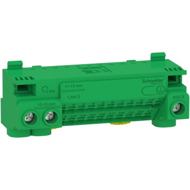 LGYT1E24 - Earth terminal block, Linergy, screw and screwless terminals, 24 holes, 3x25 mmІ + 21x4 mmІ, with ju - Schneider Electric - Earth terminal block, Linergy, screw and screwless terminals, 24 holes, 3x25 mmІ + 21x4 mmІ, with ju - Schneider Electric - 0