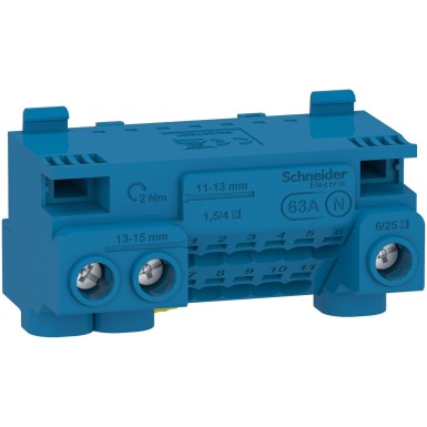 LGYT1N14 - Neutral terminal block, Linergy, screw and screwless terminals, 14 holes, 3x25 mmІ + 11x4 mmІ, with - Schneider Electric - Neutral terminal block, Linergy, screw and screwless terminals, 14 holes, 3x25 mmІ + 11x4 mmІ, with - Schneider Electric - 0