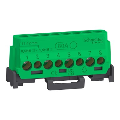 LGYT2A08 - Terminal block set, Linergy, 8 holes, 4x16 mm² + 4x10 mm², for ground or neutral connection - Schneider Electric - Terminal block set, Linergy, 8 holes, 4x16 mm² + 4x10 mm², for ground or neutral connection - Schneider Electric - 2