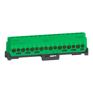 LGYT2A16 - Terminal block set, Linergy, 16 holes, 8x16 mm² + 8x10 mm², for ground or neutral connection - Schneider Electric - Terminal block set, Linergy, 16 holes, 8x16 mm² + 8x10 mm², for ground or neutral connection - Schneider Electric - 1