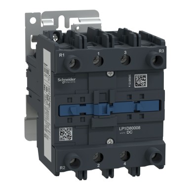 LP1D80008BD - Contactor, TeSys Deca, 4P(2NO+2NC), AC-1, 440V, 125A, 24V DC coil, screw clamp terminals - Schneider Electric - Contactor, TeSys Deca, 4P(2NO+2NC), AC-1, 440V, 125A, 24V DC coil, screw clamp terminals - Schneider Electric - 0