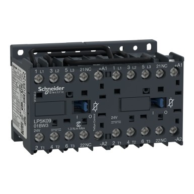 LP5K0901BW3 - reversing Contactor, TeSys K, 3P, AC-3/AC-3e,440V 9A, 1NC, 24V DC low consumption coil - Schneider Electric - reversing Contactor, TeSys K, 3P, AC-3/AC-3e,440V 9A, 1NC, 24V DC low consumption coil - Schneider Electric - 0