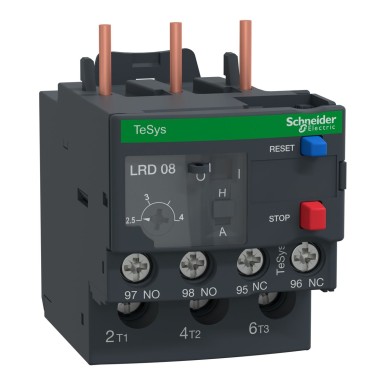 LR3D086 - Thermal overload relay,TeSys Deca,2.5-4A,1NO+1NC,class 10A,lugs terminal,for unbalanced loads - Schneider Electric - Thermal overload relay,TeSys Deca,2.5-4A,1NO+1NC,class 10A,lugs terminal,for unbalanced loads - Schneider Electric - 0