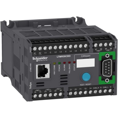 LTMR08CBD - Motor Management, TeSys T, motor controller, CANopen, 6 logic inputs, 3 relay logic outputs, 0.4 to 8A, 24 VDC - Schneider Electric - Motor Management, TeSys T, motor controller, CANopen, 6 logic inputs, 3 relay logic outputs, 0.4 to 8A, 24 VDC - Schneider Electric - 0