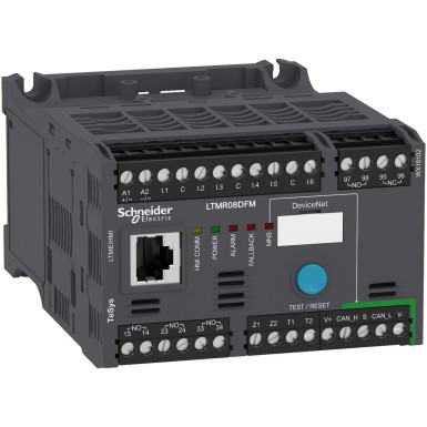 LTMR08DFM - Motor controller, TeSys T, Motor Management, DeviceNet, 6 logic inputs, 3 relay logic outputs, 0.4 to 8A, 100 to 240VAC - Schneider Electric - Motor controller, TeSys T, Motor Management, DeviceNet, 6 logic inputs, 3 relay logic outputs, 0.4 to 8A, 100 to 240VAC - Schneider Electric - 0