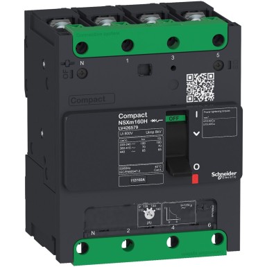 LV426571 - circuit breaker ComPact NSXm H (70 kA at 415 VAC), 4P 4d, 25 A rating TMD trip unit, compression lugs and busbar connectors - Schneider Electric - circuit breaker ComPact NSXm H (70 kA at 415 VAC), 4P 4d, 25 A rating TMD trip unit, compression lugs and busbar connectors - Schneider Electric - 0