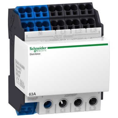 LVS04041 - Distribution block, Linergy DX, 4P, 63A, 4 modules, 24 holes, quick connect bottom - Schneider Electric - Distribution block, Linergy DX, 4P, 63A, 4 modules, 24 holes, quick connect bottom - Schneider Electric - 0