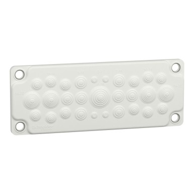 LVS08872 - Gland plate, PrismaSeT G, membrane type, 29 entries with dia 5 to 26mm, Insulated, IP55, white, RAL 9003 - Schneider Electric - Gland plate, PrismaSeT G, membrane type, 29 entries with dia 5 to 26mm, Insulated, IP55, white, RAL 9003 - Schneider Electric - 0