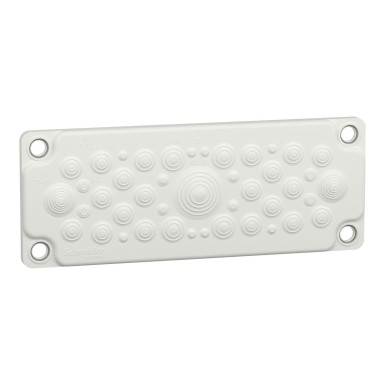 LVS08896 - Gland plate, PrismaSeT G, membrane type, 35 entries with dia 5 to 32mm, Insulated, IP30 to IP55, white, RAL 9003 - Schneider Electric - Gland plate, PrismaSeT G, membrane type, 35 entries with dia 5 to 32mm, Insulated, IP30 to IP55, white, RAL 9003 - Schneider Electric - 0