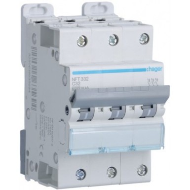 NFT332 - 3P 6-10kA C curve circuit breaker - 32A 3 modules - Ref: NFT332 - Hager - 3P 6-10kA C curve circuit breaker - 32A 3 modules - Ref: NFT332 - Hager - 0