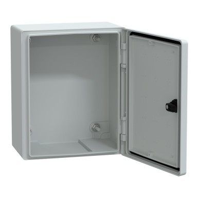 NSYPLM3025G - Wall mounted polyester enclosure, Thalassa PLM, plain door, 308x255x160mm, IP66, IK10, RAL 7035 - Schneider Electric - Wall mounted polyester enclosure, Thalassa PLM, plain door, 308x255x160mm, IP66, IK10, RAL 7035 - Schneider Electric - 1