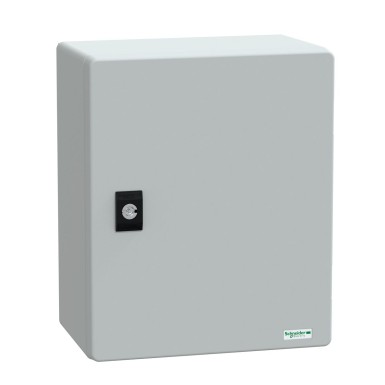 NSYPLM3025PG - Wall mounted polyester enclosure, Thalassa PLM, plain door, with metallic plate, 308x255x160mm, IP66, IK10, RAL 7035 - Schneider Electric - Wall mounted polyester enclosure, Thalassa PLM, plain door, with metallic plate, 308x255x160mm, IP66, IK10, RAL 7035 - Schneider Electric - 0