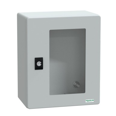 NSYPLM3025TG - Wall mounted polyester enclosure, Thalassa PLM, glazed door, 308x255x160mm, IP66, IK08, RAL 7035 - Schneider Electric - Wall mounted polyester enclosure, Thalassa PLM, glazed door, 308x255x160mm, IP66, IK08, RAL 7035 - Schneider Electric - 0